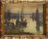 Retour de pêche au crépuscule by Mathurin Janssaud, Pastel (légère griffure), sold Nov 2016