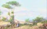 View of Naples, and another a terrace above the bay of Naples, a pair, by Y. Gianni, both signed, watercolour,, sold Feb 2008