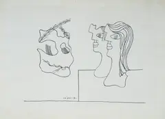 Abstract Figures by George Papazov, ink on paper, sold Oct 2026