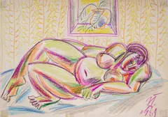 Naked Body by Yoan Leviev, 1981, oil pastel on paper, offered Oct 2026