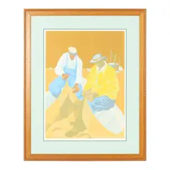 Noonday Glare, Mending Nets by Claude Howell, Serigraph in colors, sold Oct 2026