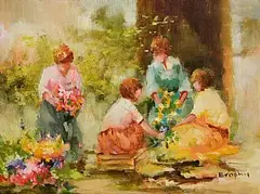 The Flower Stall by Elizabeth Brophy, oil on board, sold Oct 2026