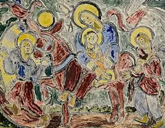 Procession by Basil Rakoczi, oil on paper, sold Oct 2026