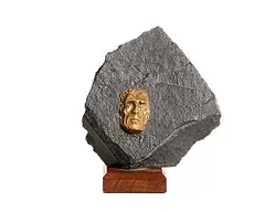 Head of Beckett by 20th Century Irish School, bronze on slate on wooden base, sold Oct 2026