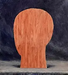 Orange Woodgrain Head on Black by Harry Holland, oil on canvas, sold Oct 2026