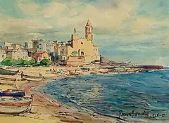 Sitges by Ramon Barnadas, 1965, watercolour on paper, sold Oct 2026