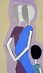 The Perfect Family. You Hope. by John Desmond, 2026, acrylic on board, sold Oct 2026