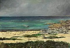 Boat at Anchor by Claude Davidson, oil on canvas, sold Oct 2026