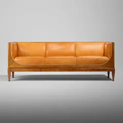 Sofa by Frits Henningsen, c. 1930, elm, leather upholstery, tacks, sold Oct 2026