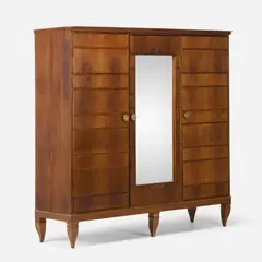 Armoire by Gio Ponti, c. 1940, Cabinet features three doors concealing five removable shelves, two hanging rods, and removable three drawer dresser. So, sold Oct 2026