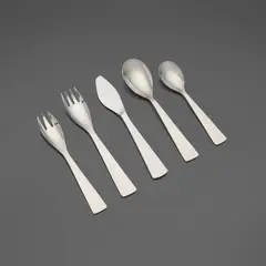 Ponti flatware service by Gio Ponti, 1953, Complete five-piece service for ten; fifty pieces total. Impressed manufacturer's mark to each element 'Arthur Krupp Mil, sold Oct 2026