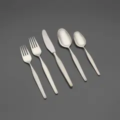 Savoy flatware service by Henning Seidelin, c. 1958, Complete five-piece service for ten; fifty pieces total. Impressed manufacturer's mark to each element 'Frigast Denmark', sold Oct 2026