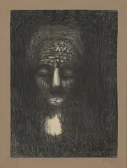 Siste søvn by Kristian Tysken, 1953, Kull på papir, sold Oct 2026