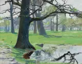 DĘBY NA ŁĄKACH by Michał Gorstkin-Wywiórski, 1905, olej, płótno, sold Oct 2026