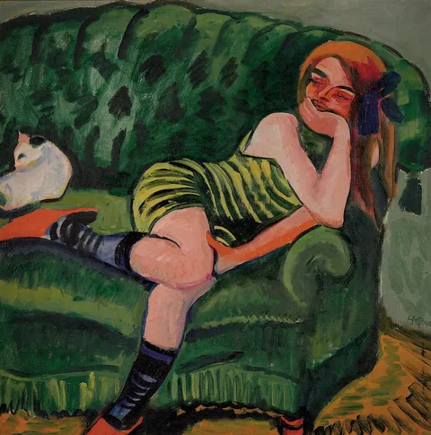 Max Pechstein, Girl on a Green Sofa