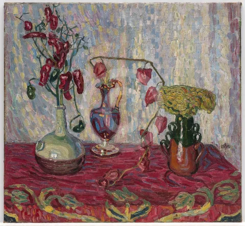 Max Pechstein, Still life with Jews cherries and peppers