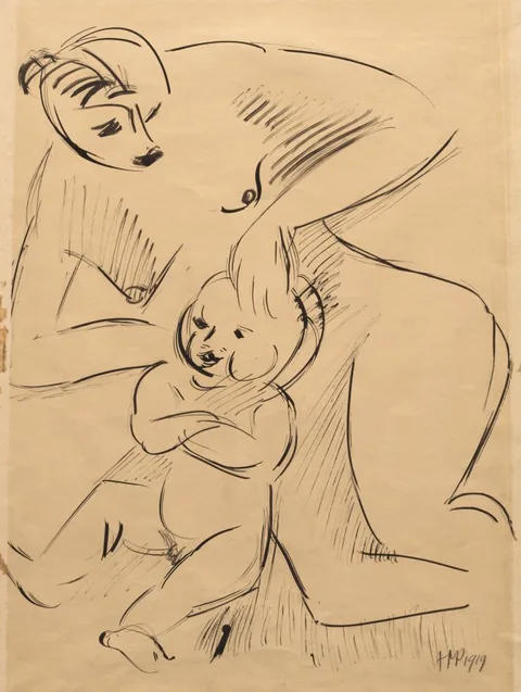Max Pechstein, Mother and Child (recto)