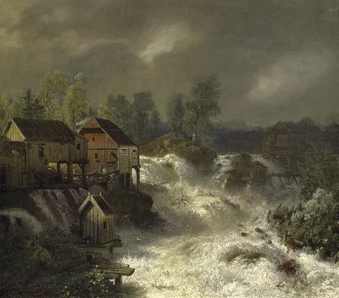 Andreas Achenbach, The waterfalls of Trollhättan in Sweden