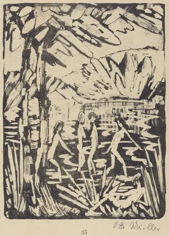 Otto Mueller, Five Girls at a Forest Pond (Funf Madchen am Waldteich)