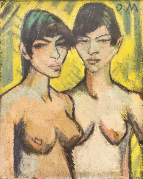 Otto Mueller, Half-Length Portrait of Two Nude Women