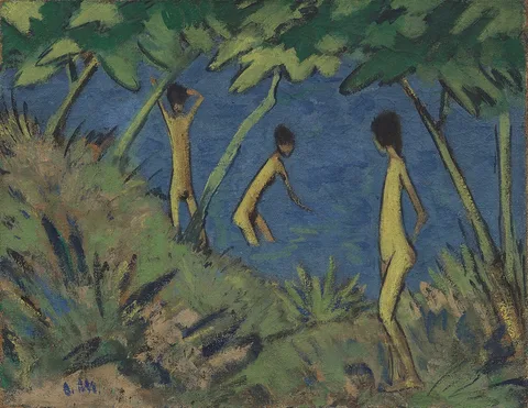 Otto Mueller, Landscape with Yellow Nudes