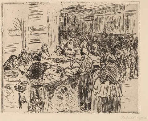 Max Liebermann, From the Jewish Quarter in Amsterdam: Fishmarket on the Street Corner