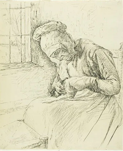 Max Liebermann, Old Woman Mending at the Window