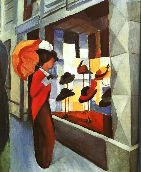 August Macke, Mode: Woman with Parasol in front of Milliner's Shop