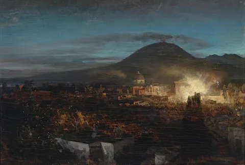 Oswald Achenbach, Fireworks at Torre dell Annunziata in Naples