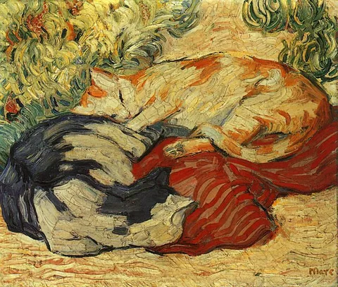Franz Marc, Cats on a red cloth