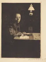 Käthe Kollwitz, Self-Portrait at the Table (Selbstbildnis am Tisch)