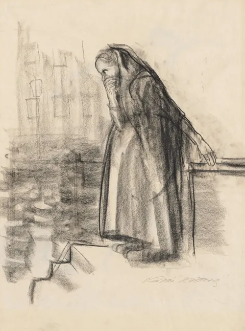 Käthe Kollwitz, Pregnant Woman Contemplating Suicide (recto)