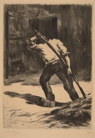 Lesser Ury, On the Floor of the Barn