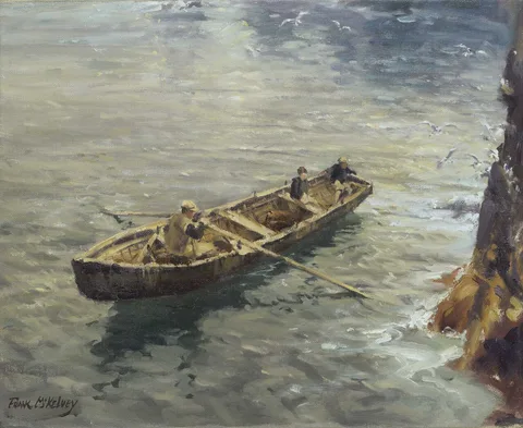 Frank McKelvey, A large curragh of the Aran Island type, West of Ireland