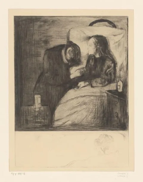 Edvard Munch, Vrouw naast een ziek kind