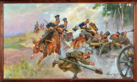Wojciech Kossak, Charging at the Russian batteries at Stoczek