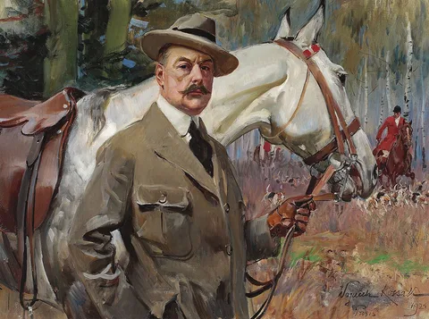 Wojciech Kossak, Self-portrait with a horse