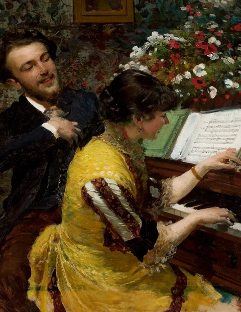 Leon Wyczółkowski, I once saw - scene at the piano.