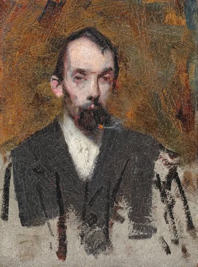 Arthur Streeton, Portrait of Australian tobacconist and art patron Louis Abrahams smoking a cigar