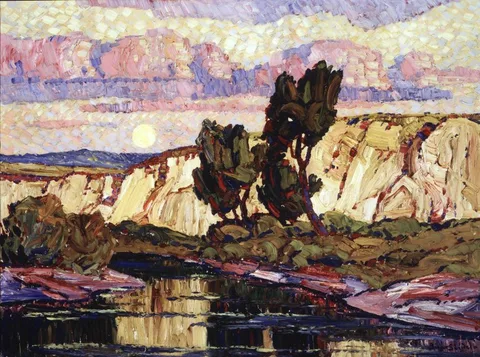 Birger Sandzén, Creek at Moonrise