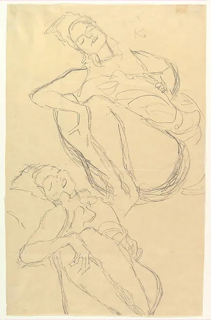 Gustav Klimt, Two Studies for a Crouching Woman