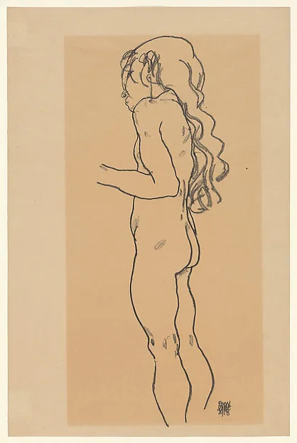 Egon Schiele, Standing Nude Girl, Facing Left