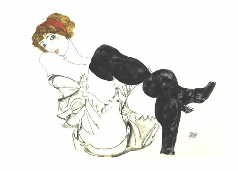 Egon Schiele, Woman With Black Stockings   (Valerie Neuzil)