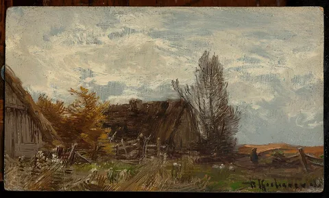 Roman Kochanowski, Countryside landscape with a farmyard