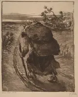 Heinrich Zille, A Woman Carrying a Bundle of Sticks