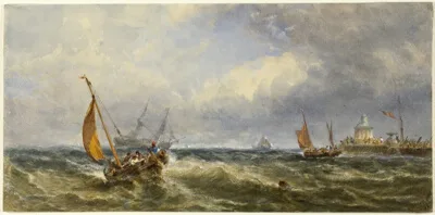 Edwin Hayes, Coastal View with Shipping