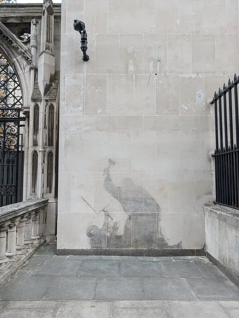 Banksy, Judge beating a protester (Royal Courts of Justice)