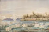 Andrew Nicholl, Water lilies in front of Ceylon