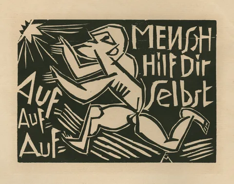Conrad Felixmüller, Auf! Auf! Auf! Mensch hilf Dir Selbst (Get Up! Get Up! Get Up! Man help Yourself), from the portfolio ‘Felixmüller--Holzschnitte.’