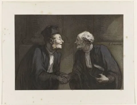 Honoré Daumier, Twee advocaten drukken elkaar de hand // Deux avocats: la poignée de main